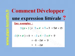 développer une expression littérale sur piger-lesmaths.fr